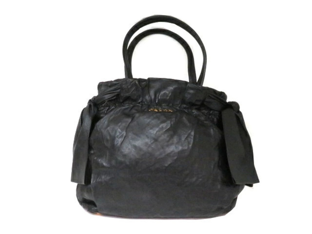 Prada Bag Shoulder Ribbon Calf Black